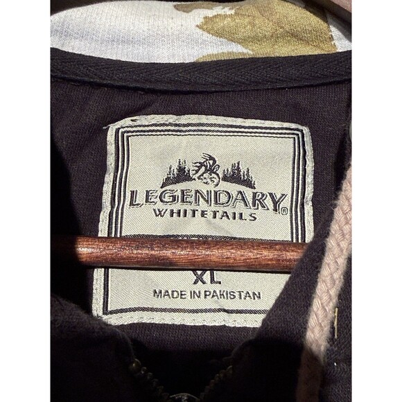 Vintage Y2K Legendary Whitetails Sweatshirt Adult XL Black Full Zip Hoodie Camo - Picture 10 of 13